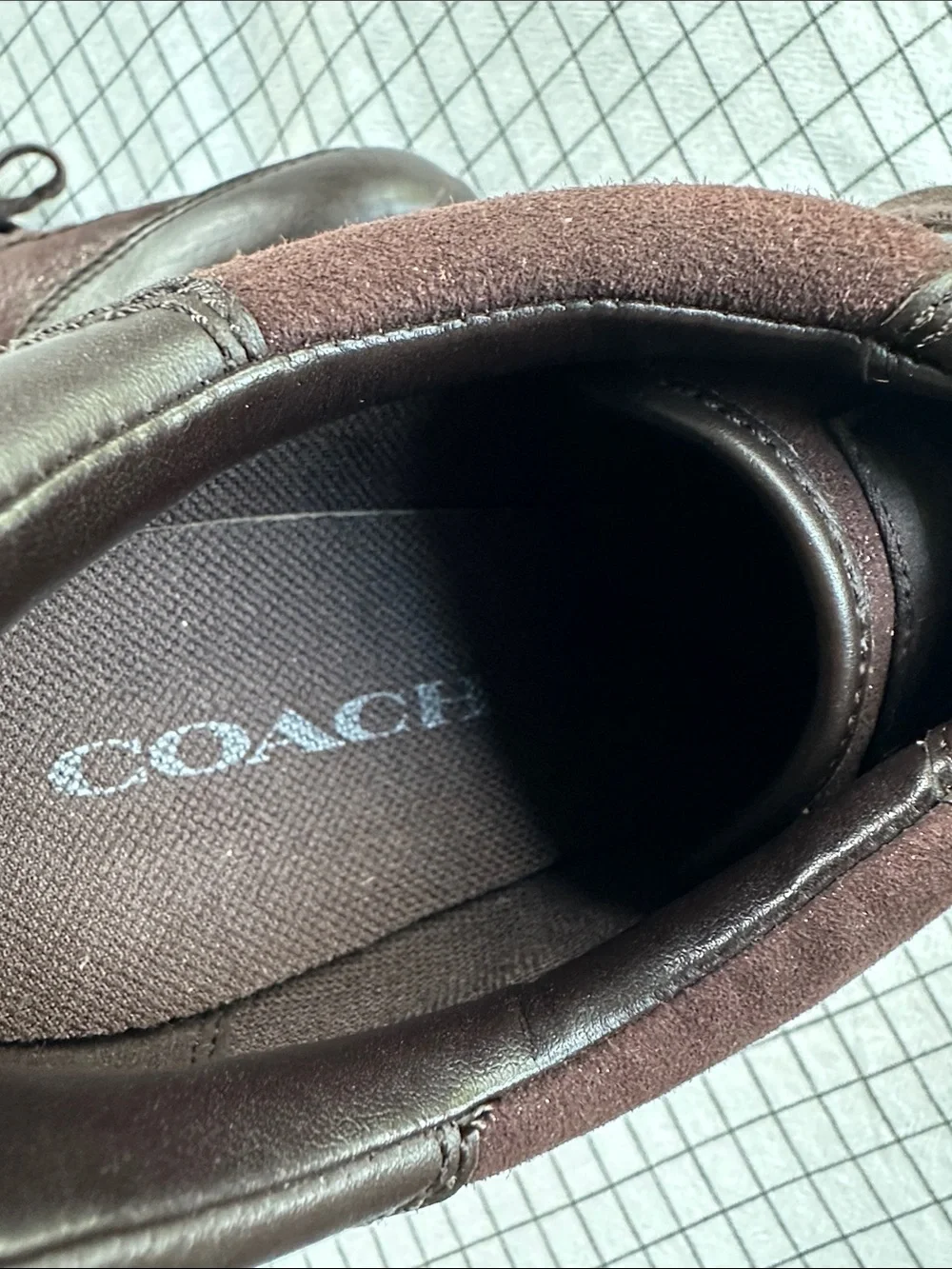 Coach Raylen Sneakers Dark Brown Leather‎ Suede Metallic Women’s 8.5